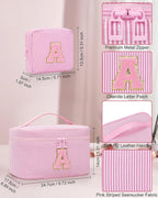 MONSTINA Initial Makeup Bags for Women|Cosmetic Bag for Travel Toiletry - Birthday Gifts for 11 12 13 14 15 16 17 18 Years Old Girls- Graduation Teen Girl Gifts Trendy Stuff Teacher Gift,Pink S
