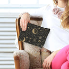 huester Black Golden Sun and Moon Star Witchy Makeup Bag, Moon Make Up Bag, Tarot Cosmetics Bag, Cosmetic Bags Travel Makeup Pouch Astrology Witchy Gifts for Purse Women Girls Sister Mom
