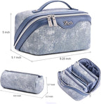 BOYATU Travel Makeup Bag Cosmetic Bags for Women: 3 Sets Large Capacity Make up Bag - Portable Toiletry Bags with Handle for Women(F-1-Blue)