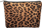 Makeup Bag For Women - Soft and Warm Material Cosmetic Bags Leopard Print Design Ladies Tote Bag,Women's Pencil Case Makeup Organizer with Zipper (Brown)