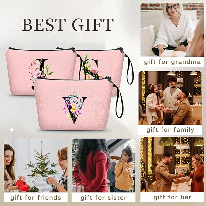 SEAMOON Maid of Honor Friendship Birthday Gifts for Women Her Aunt Sister Bridesmaid Coworkers Bride Personalized Makeup Cosmetic bag with Mirror Mothers Day Christmas Graduation V