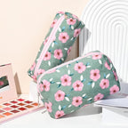 SOIDRAM Floral Cosmetic Bag - Large Capacity Makeup Pouch with Makeup Brushes Storage, Travel Toiletry Bag Organizer