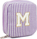 Purple Cute Travel Makeup Bag - Preppy Makeup Bag Sweet 16 Gifts Sister Girlfriend Gifts Monogram Makeup Bag Make Up Bag Large Cosmetic Bags for Women Friend Graduation Gifts for Her