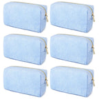 SOIDRAM 6PCS Bridesmaid Proposal Gifts Corduroy Blue makeup bag bulk for Wedding Party Favors Bachelorette party decorations Toiletry Organizer Bag Cosmetic Case Gift