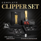 Fagaci Professional Hair Clippers for Men with Superior Precision, 5X Longer Sharpness Professional Barber Clippers Cordless with 2 Blades Fade & Taper, Brushless Motor Mens Hair Clipper Cordless Set