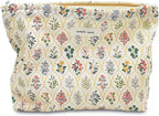 STARDW Aesthetic Floral Makeup Bag Cute Small Cosmetic Bags for Women Girls, Travel Toiletry Bag Large Capacity Zipper Makeup Pouch, Purse Organizer Pouches