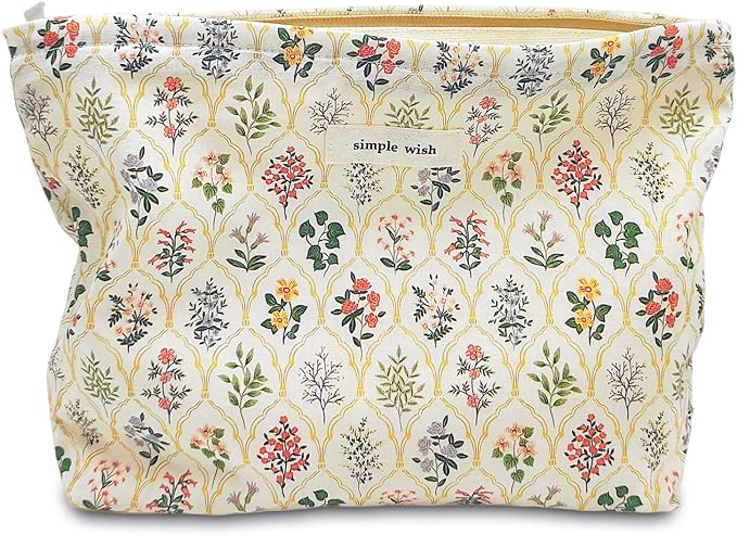 STARDW Aesthetic Floral Makeup Bag Cute Small Cosmetic Bags for Women Girls, Travel Toiletry Bag Large Capacity Zipper Makeup Pouch, Purse Organizer Pouches