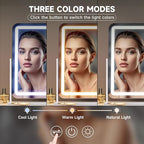 Hasipu Vanity Mirror with Lights, 22" x 18" LED Makeup Mirror, Light up Mirror with Smart Touch 3 Colors Dimmable, Brightness Adjustment, 360° Rotation (White)