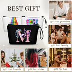 Birthday Maid of Honor Gifts for Women Her Mom Team Teacher Friend Bridesmaid Bride Personalized Makeup Cosmetic Bag with Mirror Valentines Mothers Day Christmas Graduation M