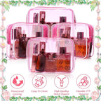 Weewooday 12 Pieces Clear Makeup Bags Cosmetic Storage Bags PVC Zipper Pouches Travel Waterproof Makeup Plastic Case for Women Organizing Toiletries Traveling Bathroom(Medium,Hot Pink)