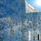 One Way Privacy Film, Window Tint for Home,Daytime Reflective, Anti UV Static Cling Sliding Door Coverings No Glue Garage Solar Paper (Black - Silver-Daisy, 17.5 x 78.7 in)