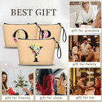 Appreciation Initial Monogram Gifts for Sisters from Sister Employees Team Bride Womens Unique Mom Personalized Makeup Cosmetic Bag with Mirror Mothers Day Christmas Graduation Y