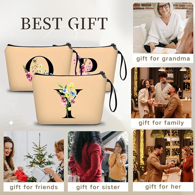 Appreciation Initial Monogram Gifts for Sisters from Sister Employees Team Bride Womens Unique Mom Personalized Makeup Cosmetic Bag with Mirror Mothers Day Christmas Graduation Y