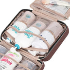 NISHEL Travel Toiletry Bag for women, Portable Hanging Organizer for Family-Sized Shampoo, Conditioner, Brushes Set, Makeup Accessories, Extra Large Size, Rosewood-Pink