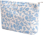 Cosmetic Bags for Women - Corduroy Cosmetic Bag Aesthetic Women Handbags Purses Smile Dots Makeup Organizer Storage Makeup Bag Girls Case Bags (Flowers-Orchid)