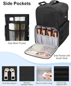 Relavel Makeup Backpack Large Makeup Bag with 3 Clear Set Bags, Dual Layer Professional Cosmetic Organizer Travel Train Case Makeup Artist Kit with Adjustable Dividers & Easy to Clean Lining, Black