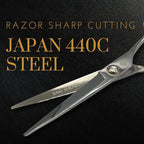 Professional Hair Cutting Scissors - 6 Inches - Convex Blade - Japanese 440C Stainless Steel - For Wet or Dry Cutting - Saki Shears Musashi For Hairdressers and Barbers