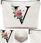 Initial A-Z Personalized Letter Makeup Bag, Monogrammed Bridesmaid Presents Cosmetic Bag, Portable Stationary Storage Organizer Pouch, Friendship LoveTravel Makeup Bags