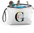 SEAMOON Women Birthday Unique Initial Funny Gifts for Teenage Girl Sister Friends Bridesmaid Personalized Travel Make up Cosmetic Bag with Mirror Valentines Mothers Day Christmas Graduation G