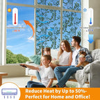 One Way Privacy Film, Window Tint for Home,Daytime Reflective, Anti UV Static Cling Sliding Door Coverings No Glue Garage Solar Paper (Silver-Leaves, 45.27 x 78.7 in)