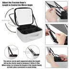 MOMIRA Makeup Bag with Mirror and Light Travel Makeup Train Case Cosmetic Bag Organizer Portable Artist Storage Bag with Adjustable Dividers Makeup Brushes Storage Organizer Silver