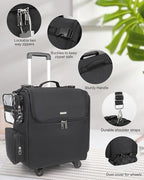 Relavel Rolling Makeup Train Case with 4 Pcs Clear Makeup Bags, Hairstylist Traveling Bag with 4 Wheels, Heat Insulation Full Layer, Adjustable Dividers, Hair Tools and Cosmetics Storage Organizer