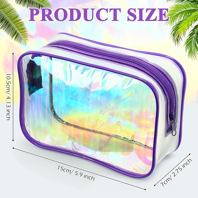 Weewooday 12 Pieces Clear Makeup Bags Cosmetic Storage Bags PVC Zipper Pouches Travel Waterproof Makeup Plastic Case for Women Organizing Toiletries Traveling Bathroom(Small,Dazzling)
