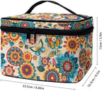 Boho Style Mandala Butterfly Pattern Travel Makeup Bags for Women Portable Tote Cosmetic Case with Carry Handle Toiletry Accessories Storage Organizer Bags