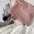 Cosmetic Bags for Women - Corduroy Cosmetic Bag Aesthetic Women Handbags Purses Smile Dots Makeup Organizer Storage Makeup Bag Girls Case Bags (Pure Pink)