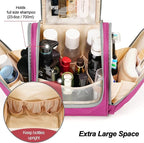 Hanging Travel Toiletry Bag for Women and Men, 6 Organizer Compartments, Extra Large Toiletries Bag, Bathroom Cosmetic Bag, Water-resistant Makeup Bag, Holds Full-Size Shampoo, Rose Red