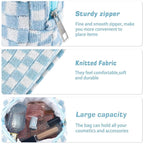 ZLFSRQ 2Pcs Checkered Pencil Case Cute Pencil Pouch for Teens Checkered Makeup Bag Medium Travel Cosmetic Bag Preppy Makeup Pouch for Purse Aesthetic Zipper Toiletry Bags Organizer(Blue/Purple)