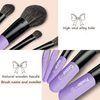 Jilier Travel Makeup Brush Set, 14 pcs Mini Makeup Brushes for Foundation, Powder, Eyeshadow, Highlight, Contour, Blush & Concealer, Small Makeup Brush Set Purse Size with Case (Purple)