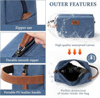 Janhavi Toiletry Bag For Men Waterproof, Personalized Laser Engraved Initials & Wheat Ear, Make Up Bag Traveling, Men's Accessories Organizer Mens Travel Bag Toiletry, Gifts for Him (Blue N)