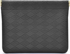 Leather Pocket Cosmetic Bag for Purse,Coin Purse Lipstick Cosmetic Accessories Organizer, Travel Kit Storage Pouch,Waterproof Portable No Zipper Self-closing (Black/lozenge)