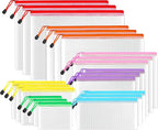 SUNEE Multisize Mesh Zipper Pouches (7 Colors, 21 Packs), Water-Resistant Zip Bag for School Office Supplies, Puzzles & Games Organizing Storage