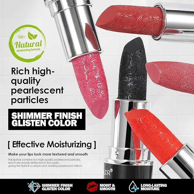 Anglicolor Glitter Coral Lipstick,High Impact Lipcolor,Lightweight Hydrating Formula Smooth and Non-Sticky,Metallic Orange Lipstick For Women,Full-Coverage Lip Color(14 SUNRISE AT SEA, 4g)