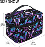 MNSRUU Makeup Bags, Neon Purple and Bats Stars and Moons Makeup Organizer Bags Toiletry Bag Box Travel Cosmetic Bag Make Up Train Case for Women Teen Girl Ladies