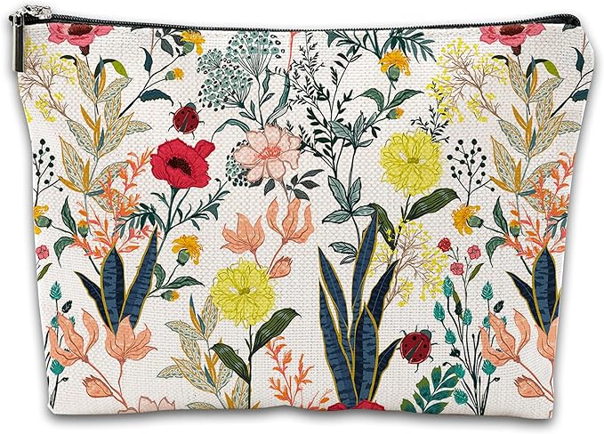 Makeup Bag Blooming Flower Cosmetic Bag Mini Portable Travel Toiletry Bag Organizer Makeup Brushes Aesthetic Accessories Waterproof Storage Bag for Women