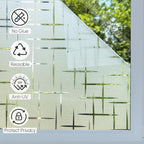 HIDBEA Window Privacy Film, Decorative Staic Cling Frosting Film, Heat Control UV Blocking Non-Adhesive Window Sticker for Home, Cross Pattern,35.4 X 78.7 Inches