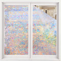 Volcanics Window Privacy Film Static Window Clings Vinyl 3D Window Decals Window Stickers Rainbow Window Film for Glass Door Heat Control Anti UV 23.6 x 59 Inches