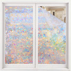 Volcanics Window Privacy Film Static Window Clings Vinyl 3D Decals Stickers Rainbow Window Film for Glass Door Home Heat Control Anti UV 23.6 x 78.7 Inches