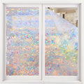Volcanics Window Privacy Film Static Window Clings Vinyl 3D Window Decals Window Stickers Rainbow Window Film for Glass Door Heat Home Control Anti UV 23.6 x 118 Inches