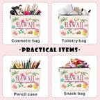 Hawaii is Always a Good Idea Makeup Bag - Vintage Retro Cosmetic Case with Zipper, Colorful Travel Vacation Essentials. (101)