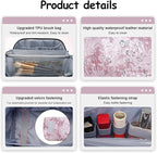 BOYATU Travel Makeup Bag for Women: Large Capacity Make up Bag with Compartments - Vegan Leather Cosmetic Bag set of 3 - Waterproof Toiletry Bag with Handle & Divider(E-1-Purple)