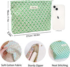 STARDW Aesthetic Floral Makeup Bag Cute Small Cosmetic Bags for Women Girls, Travel Toiletry Bag Large Capacity Zipper Makeup Pouch, Purse Organizer Pouches (Green Flora)