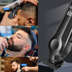 KEMEI Hair Trimmer for Men, Zero Gapped Cordless Hair Clippers Beard Trimmers with T Blade, Rechargeable Barber Clipper with LED Display, Black