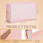 Sanwuta 9 Pcs Makeup Bags Bulk PU Double Zippers Cosmetic Bag Makeup Toiletry Christmas Small Pouch Portable Travel Organizers Case for Women Bridesmaid Party End of The Year(Pearl Color)