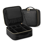 Travel Makeup Bag, Makeup Train Case, Portable Makeup Artist Organizer with Adjustable Dividers, Cosmetic Brush Holder Storeage