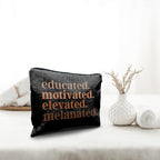 Nogrit African American Gifts,Black Women Gifts,Educated Motivated Elevated Melanated,Black Women Makeup Bag Cosmetic Bag, Melanin Makeup Travel Toiletry Bag,gifts for African American women/black