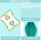 Gifts for Girls Initial Makeup Bag Personalized Cosmetic Bag with Zipper Cute Travel Toiletry Bag Waterproof PU Preppy Makeup Pouch Birthday Gift for Teen Girls Women(Blue H)